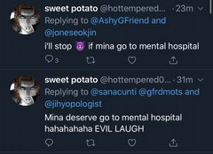  https://twitter.com/hottempered0603 talking about mina's anx*ety after some onces decided to bring so*on's d*ad dadthanks to  @haggfriend for bringing them up