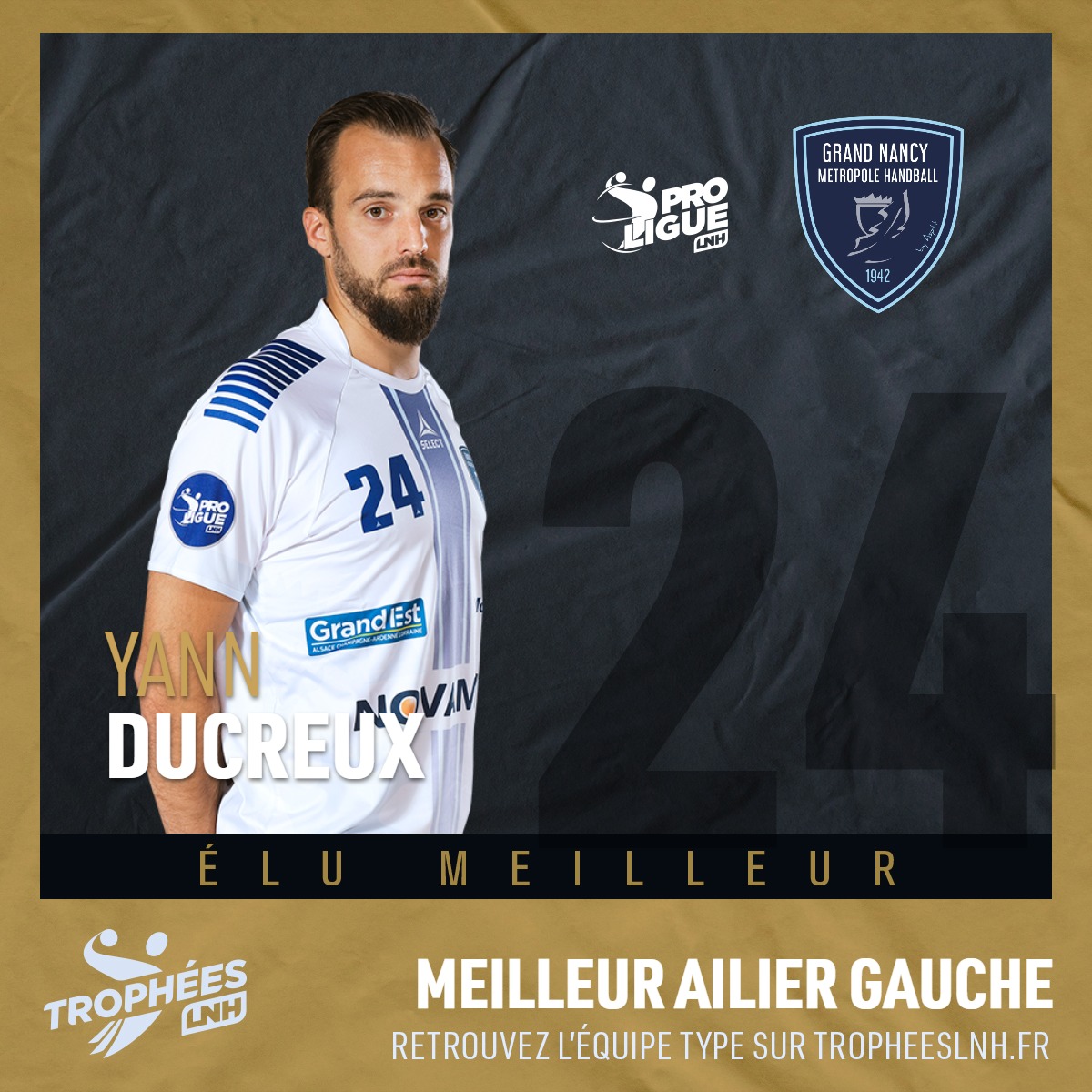 nancy_handball's tweet photo. 🔥 MEILLEUR AILIER GAUCHE 🔥

🥇 #YannDUCREUX est élu 𝐌𝐞𝐢𝐥𝐥𝐞𝐮𝐫 𝐚𝐢𝐥𝐢𝐞𝐫 𝐠𝐚𝐮𝐜𝐡𝐞 de @Proligue  pour cette Saison 2019/2020 !

✊ Merci pour vos votes ! ON PARTAGE UN MAXIMUM !

Mention spéciale à #HadrienRAMOND qui termine meilleur pivot ! 👏 https://t.co/sQn9P1rTTs