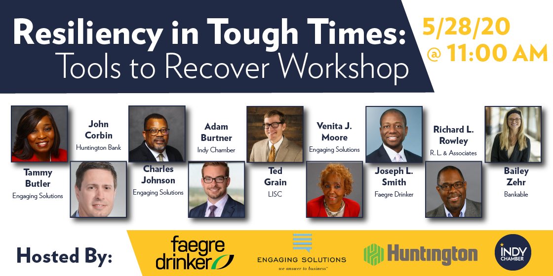 Register for “Resiliency in Tough Times: Tools to Recover Workshop with ⁦<a href="/engagingsol/">Engaging Solutions</a>⁩ very own Tammy Robinson, Charles Johnson &amp; Venita Moore. See the link below to register... indychamber.com/events/resilie…