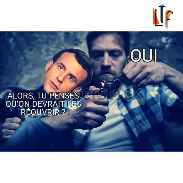 LeTurfuoff's tweet photo. Le président devrait désormais s’entretenir avec Roman Polanski pour l’ouverture des crèches. 

#drogue #salledeshoot #macron #héroïne #DeconfinementJour16  #Deconfinement https://t.co/DeBeQu8aeb