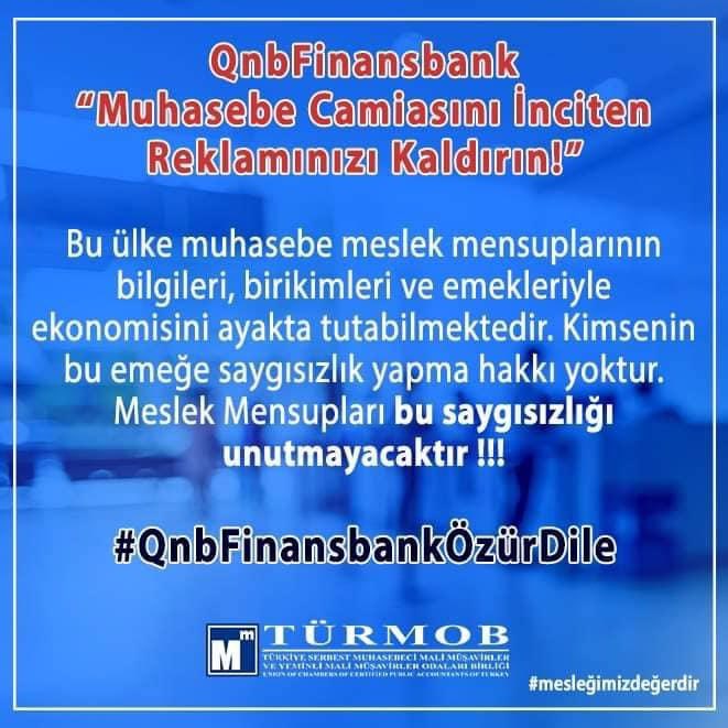 <a href="/qnbfinansbank/">QNB Türkiye</a> ve onun gibi düşünenler❗️
📌Bilgi sahibi olmadan fikir sahibi olunmaz.❗️
📌Mesleğimizi değersizleştirmeye çalışmayın❗️
📌Herkes işini yapsın❗️
📌O kafası karışık  dediğiniz muhasebe müd.den daha çok öğrenecekleriniz var❗️
#QnbFinansbankÖzürDile #mesleğimizdeğerdir