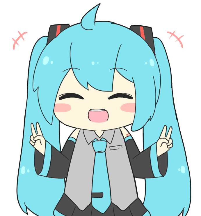 初音ミク 「いぇいいぇい♪ 」|ねこみんのイラスト
