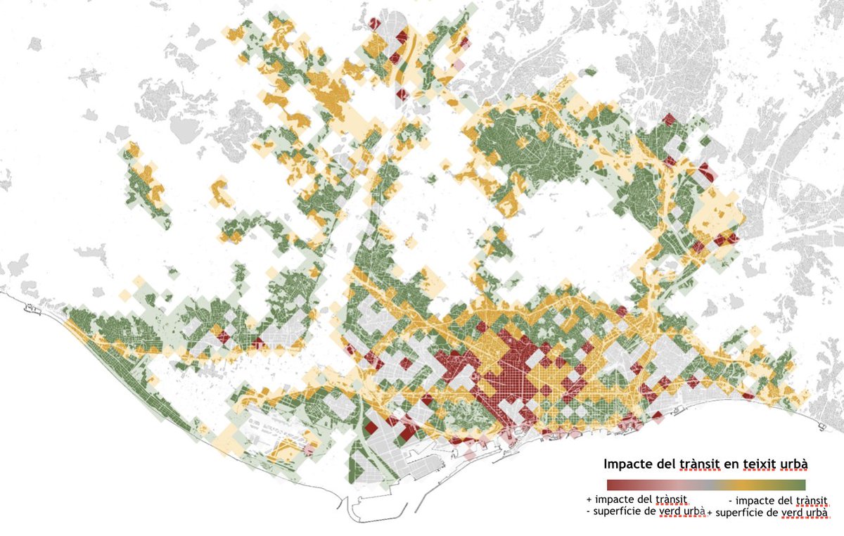 renaturalitzem's tweet photo. Pacificar carrers significa també donar més espai al verd i a la biodiversitat #recuperemlaciutat @bcn_ajuntament. Més del 15% de la població viu en zones amb alt impacte de trànsit i pon verd urbà. Mireu aquest mapa del @pdumetropolita https://t.co/r4jRHce0P1