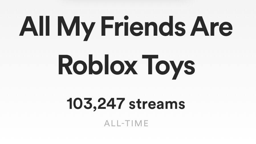 Bslick Bobby Yarsulik On Twitter My Roblox Twenty One Pilots Song Hit 100k Spotify Streams Recently Thank You To Everyone Who Ever Listened And Or Influenced Its Creation I Appreciate You Https T Co Eskgwre65v - roblox spotify spotify roblox twitter