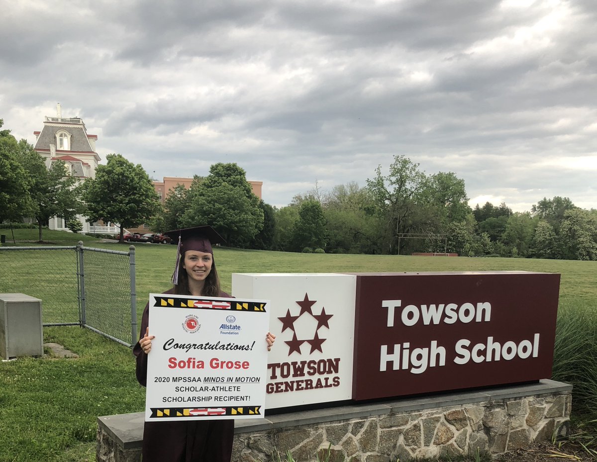 Repping <a href="/BCPSAthletics/">BCPS Athletics</a> and <a href="/TowsonHSsports/">Towson HS Athletics</a> is Minds In Motion Scholarship winner Sofia Grose!  Congrats and best wishes to Sofia as she embarks on her collegiate career <a href="/TuftsUniversity/">Tufts University</a>!!  So proud of ALL of our scholarship recipients as is @AllstateFDN.