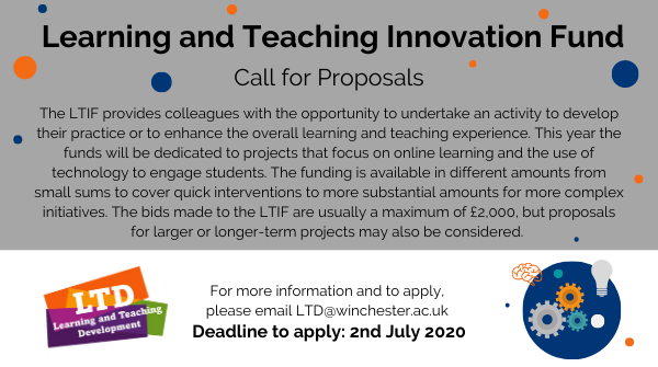 UoW_TEL's tweet photo. This year, the Learning &amp; Teaching Innovation Fund is particularly focused on online learning and engagement - find out more: https://t.co/A2cGd3O2Xo via @UoW_TEL #LTIF2020 #LTIF #innovation #OnlineLearning #edchat #edtech https://t.co/2yCzjQwRoM