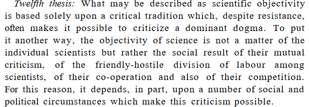 His positive thesis, part 2: objectivity is achieved through division of labor, cooperation and competition 6/n