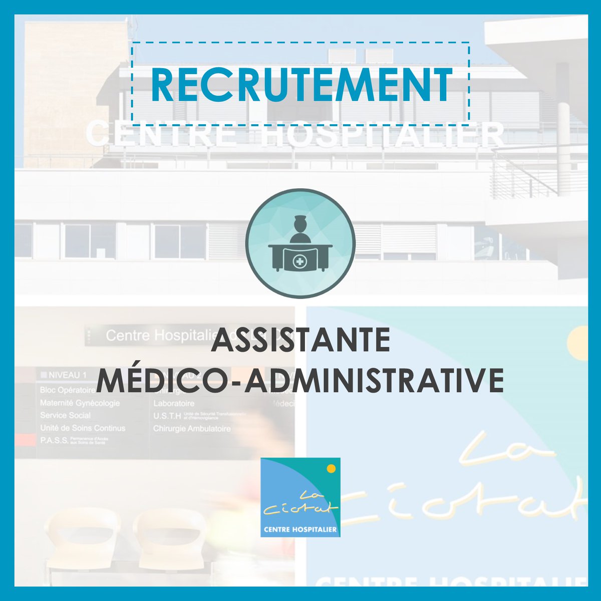 [ OFFRE D’EMPLOI ]

L'<a href="/HopitalLaCiotat/">Centre Hospitalier de La Ciotat</a> recherche une Assistante Médico-Administrative🏥👩‍💻
👉Vous savez prendre des initiatives et être à l'écoute ? Vous avez le sens des priorités et ce poste vous intéresse ?😁
Envoyez-nous votre candidature ➡ bit.ly/2A6vcta
