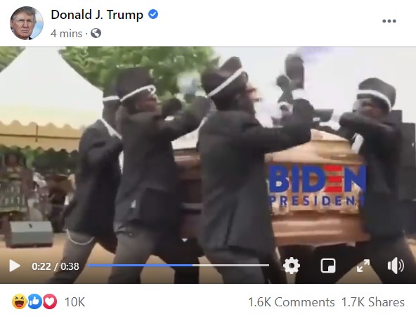 Trump just posted an insane video on Facebook featuring Joe Biden in a coffin