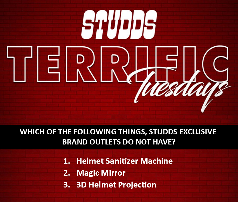 #TerrificTuesdays- Question of the week. Post the right answer and win an exciting #Studds helmet. #ContestAlert #StuddsHelmets #BeSafe #BeAtHome #BeStylish