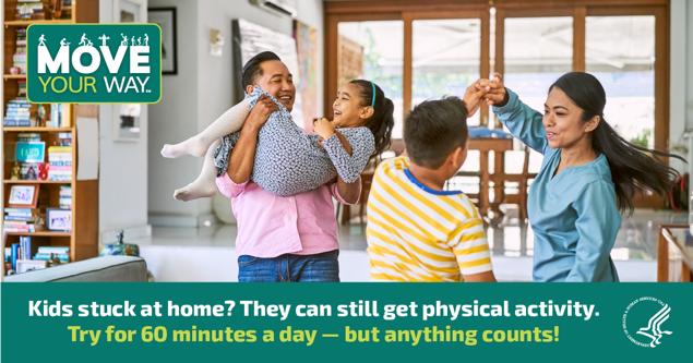 Kids stuck in the house? Break up screen time with #PhysicalActivity! Check out <a href="/HealthGov/">Public Health</a>'s video: bit.ly/2Vajp47 #MoveYourWay