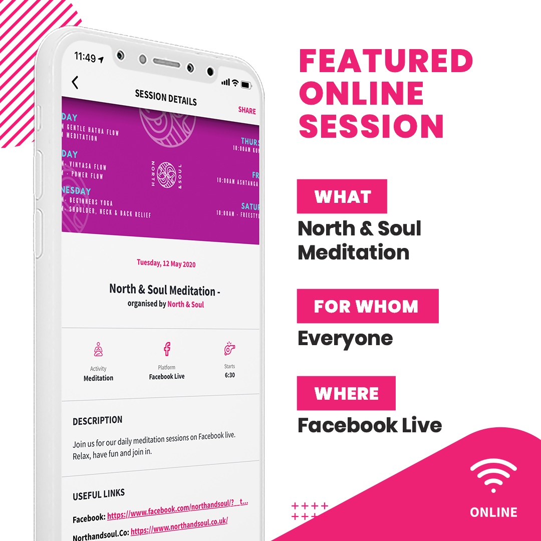 If you’re looking for meditation and yoga, check out <a href="/PollyNorthsoul/">NORTH & SOUL</a> and their daily sessions.🧘‍♀️

They host a range of online classes on their facebook page, from strength &amp; flexibility to meditation sessions. 🙌

#mediation #yoga #online