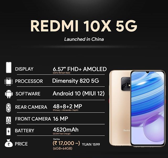 TubexTech's tweet photo. Redmi 10X Series launched in China along with the Redmi X TV. Redmi 10X 5G is one of the cheapest 5G smartphones.
.
Redmi 10X Pro comes with 30x Zoom, 33W Fast Charging, and 20MP Selfie camera.
.
#Redmi10X #Redmi10X5G #Redmi10XPro #Dimensity820 #tubextech #5G #TubexTech #Redmi https://t.co/3CeKHtKBvq
