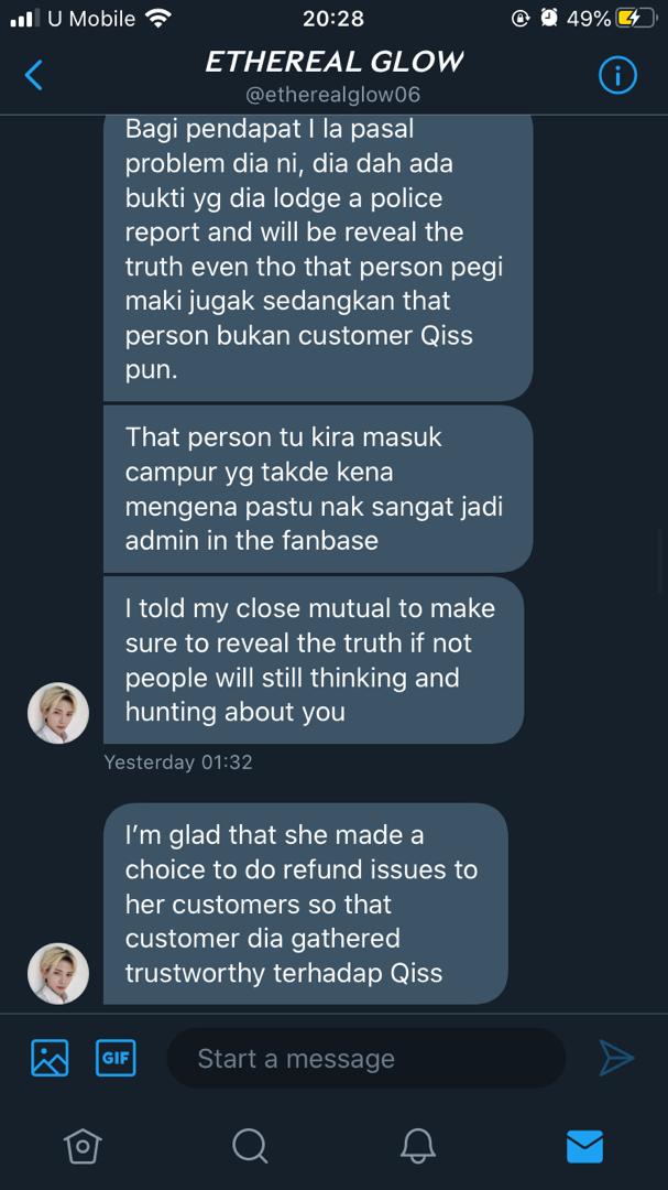 My friend continued the conversation with this “Zu” and suddenly “Zu” brought up the topic of Qistina Tijani and how her “innocent friend” ’s life got ruined because of malicious threads. Mind you, my friend didnt even ask about Qiss.(ss below)