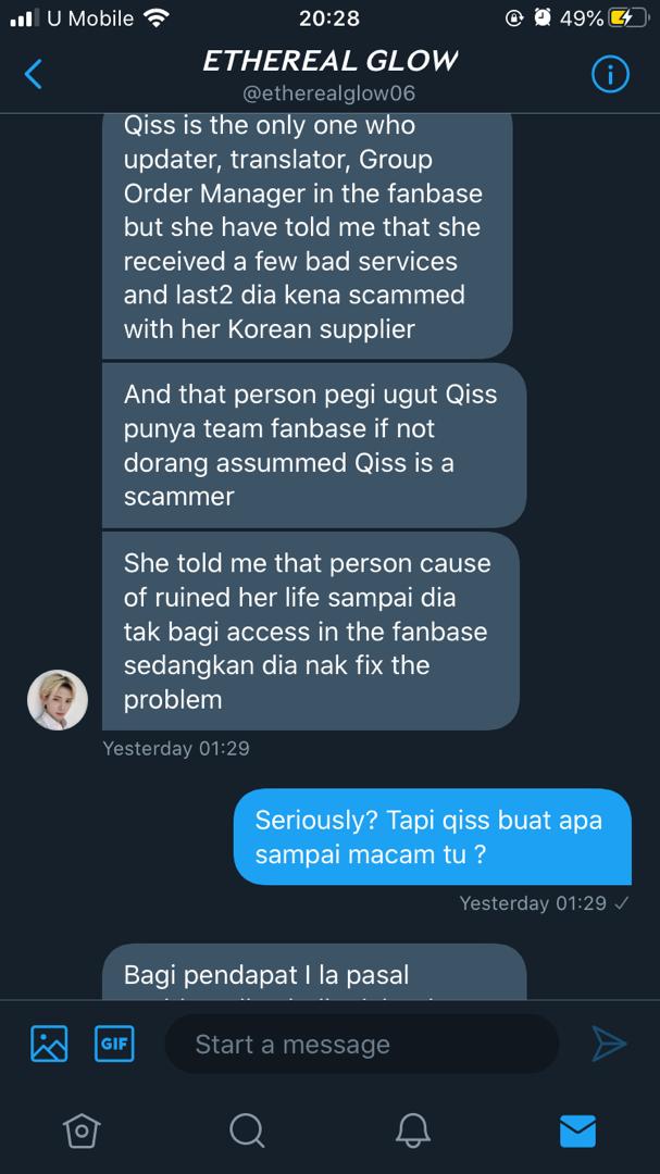 My friend continued the conversation with this “Zu” and suddenly “Zu” brought up the topic of Qistina Tijani and how her “innocent friend” ’s life got ruined because of malicious threads. Mind you, my friend didnt even ask about Qiss.(ss below)