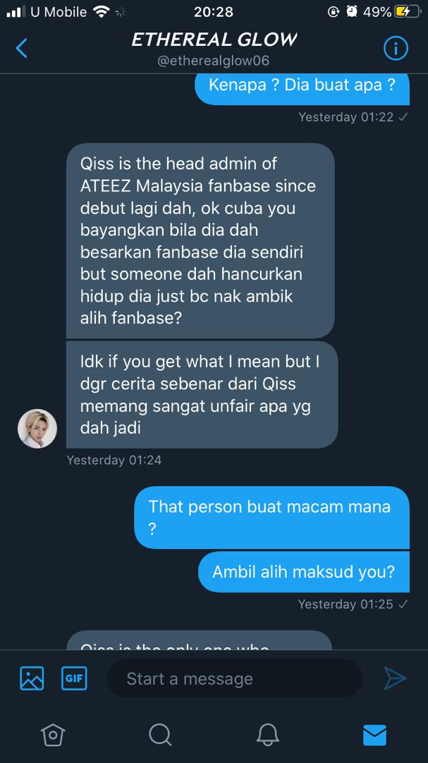 My friend continued the conversation with this “Zu” and suddenly “Zu” brought up the topic of Qistina Tijani and how her “innocent friend” ’s life got ruined because of malicious threads. Mind you, my friend didnt even ask about Qiss.(ss below)