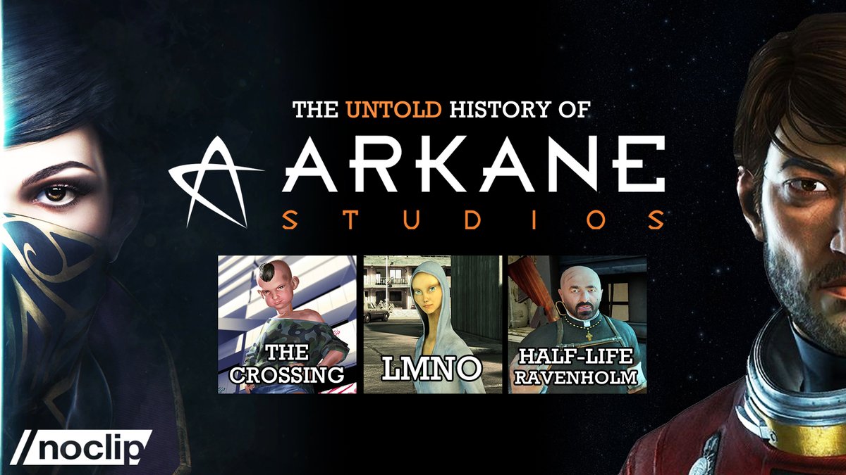 Thumbnail for The Untold History of Arkane featuing key art from Prey and Dishonored 2 and small images of The Crossing, LMNO & Ravenholm.
