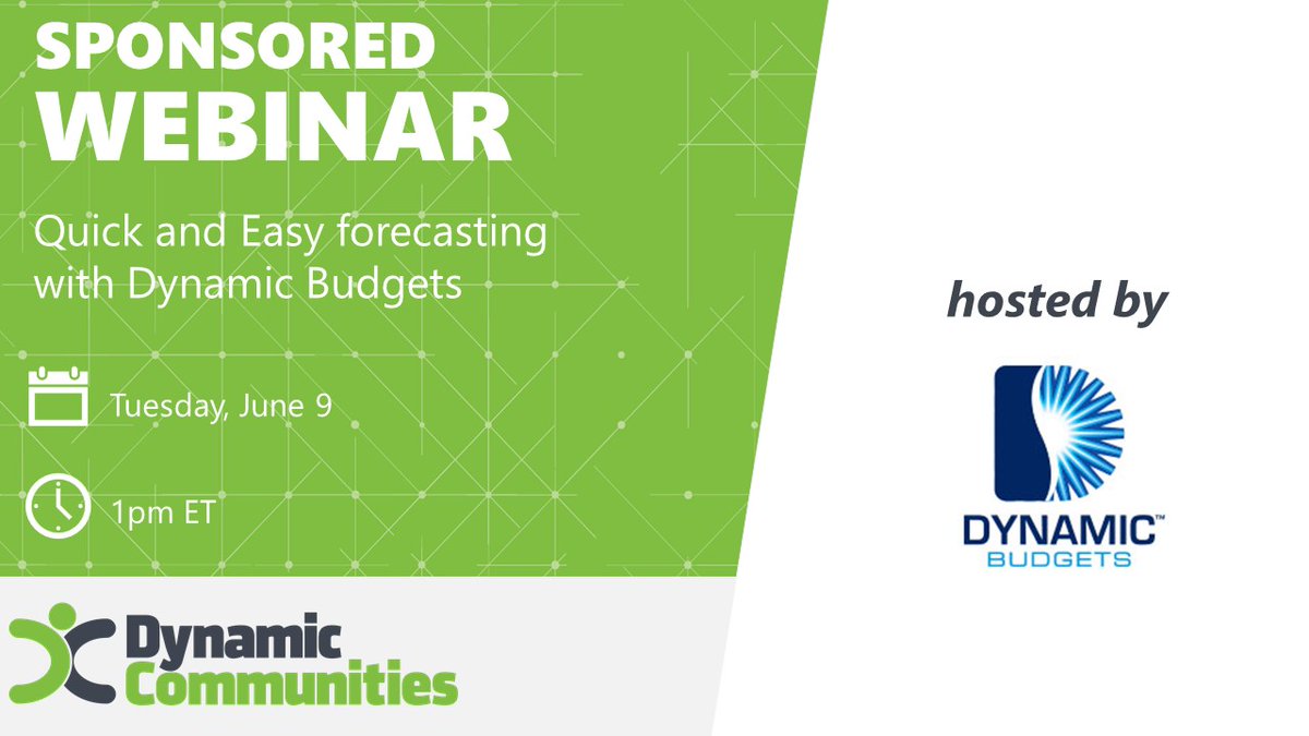 D365Communities's tweet image. When things aren't going your way, sometimes you just have to change the rules! Tune into @DynamicBudgets webinar on June 9 to hear how they reinvented the way budgeting, forecasting, and reporting solutions operate to work better for you: hubs.ly/H0qMQ630