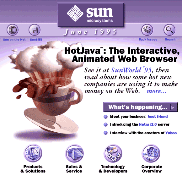 Sun Microsystems website from June 1995
#java