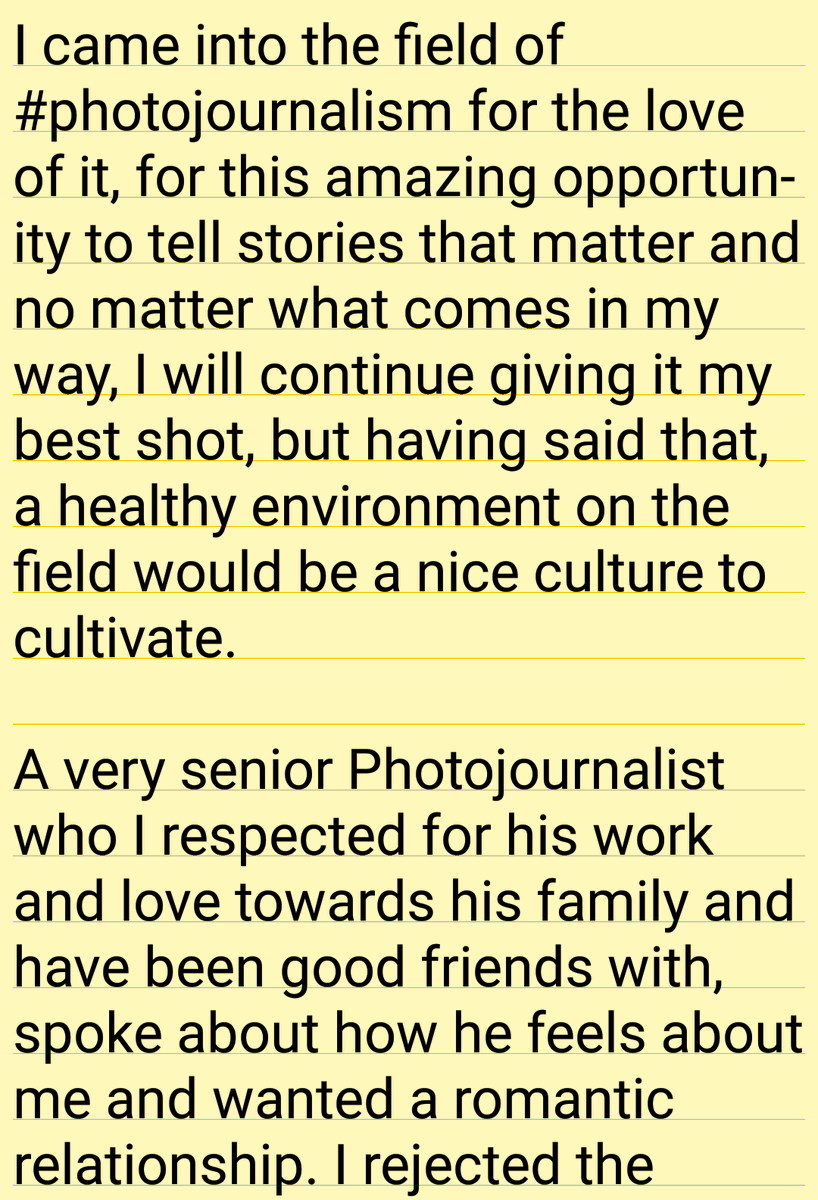 I came into the field of  #photojournalism for the love of it & no matter what, I will continue giving it my best but having a healthy environment on the field would be a nice culture to cultivate. Make the space inclusive for all genders. My experience. #journalism  #women