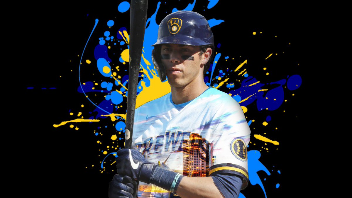 DesignByIKE's tweet photo. With everything that’s going on, sometimes it’s easy to forget that Brewers MVP Christian Yelich is just 28-years-old and under contract with Milwaukee for another 10 years

#HereToStay https://t.co/sJKGv1QKfg