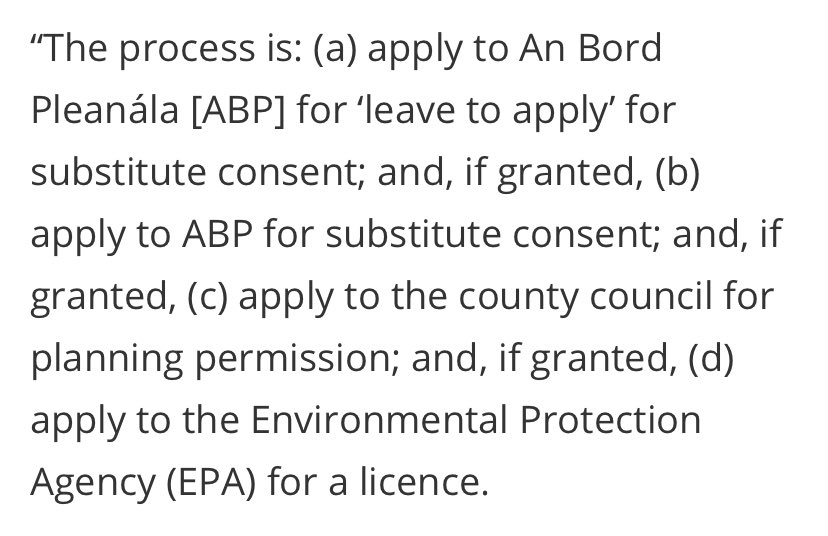 Peat companies currently need ‘substitute consent’ to cover their unauthorised past activities & they need planning permission & an EPA licence to keep operating in the future. Environmental assessments are needed as part of this. 9/