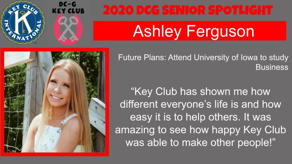 DCGKeyClub's tweet photo. Another new member senior shout out today! We are so glad Ashley joined the club this year. It was fun serving alongside you Ashley! https://t.co/kzmBTrYpSe