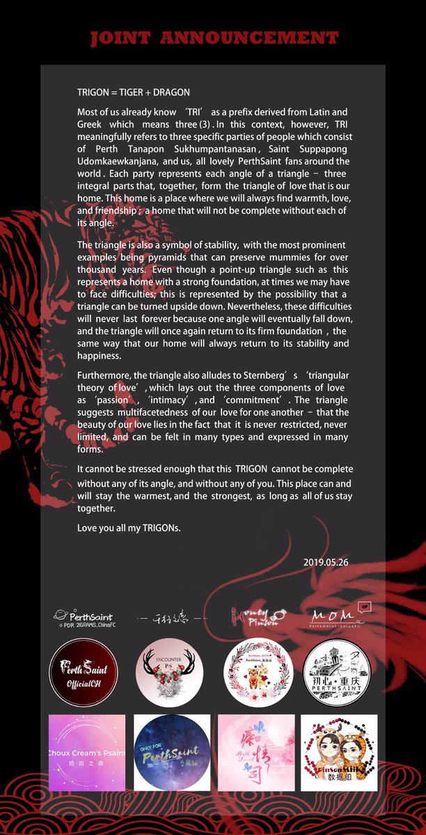 wangdoufur's tweet photo. Trigon = Tiger + Dragon Trigon will always support Perth and Saint. I am so proud to be a Trigon. ❤️🖤🐲🐯 Happy first Birthday Trigon! Cr owner #PickedTRIGON https://t.co/XGtYE7dCwc