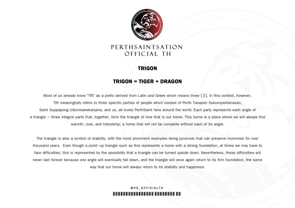 Summer320417's tweet photo. TRIGON is ALL FOR PERTHSAINT！
TRIGON is Tiger ➕ Dragon！
TRIGON Love PerthSaint Forever! 
因为是三角形我们大家才更稳固！！ ​​​！
Best wishes to TRIGON birthday！

Thanks My Honey @PS_OfficialTH 
Thanks My Lovely站站 @PerthsaintC 

#PickedTRIGON https://t.co/W7hTIOFTvY