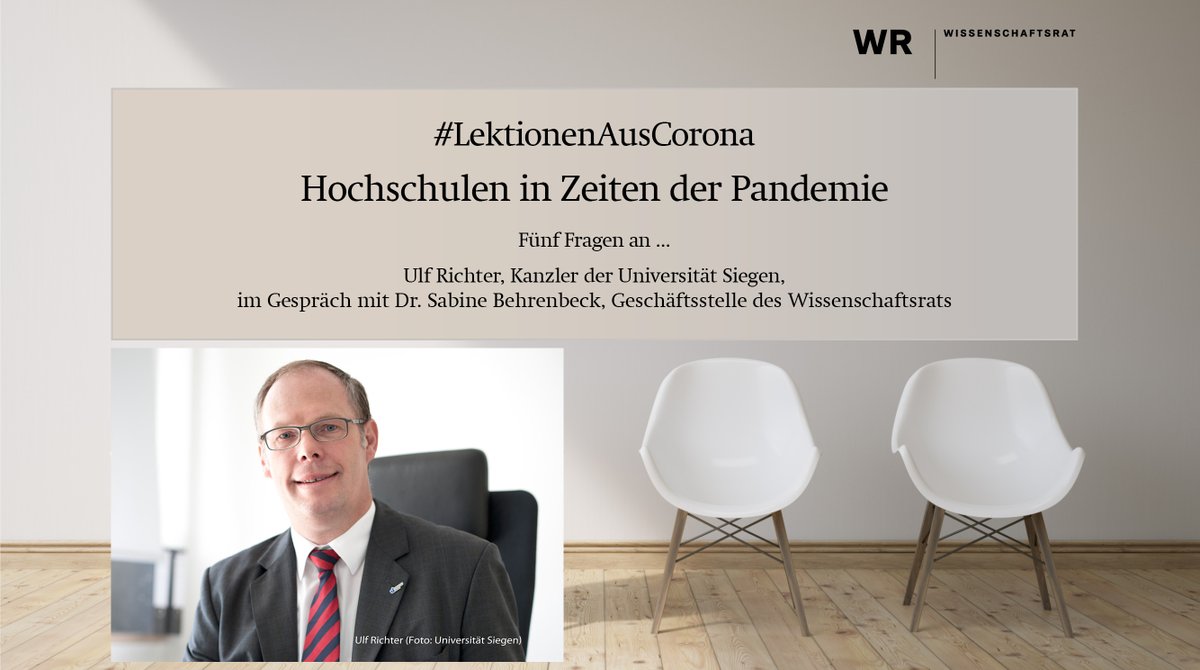 WissRat's tweet photo. „Der Lockdown hat innerhalb von einer Woche gut geklappt. Das stufenweise Öffnen ist deutlich anspruchsvoller und wirft viel mehr Fragen auf.“ @richter_ulf, Kanzler @UniSiegen, in der @WissRat- 🎬 Interviewreihe #LektionenAusCorona: https://t.co/a2qyqGq9dI #SocialDistancing https://t.co/rHdCIU9v62