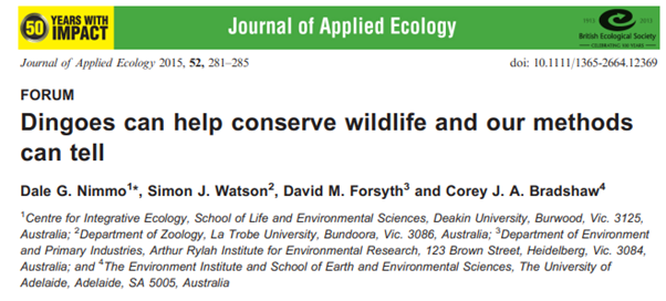 (2/14) In Nimmo, et al. (2015), they respond that (1) suppression is worthwhile and dingoes can achieve this, and (2) track surveys do have their own merit, and (3) trail-based studies are not necessarily biased.
