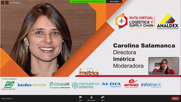 Supply_Exlog's tweet photo. #AEstaHora Carolina Salamanca, Directora @imetrica quien habla sobre la necesidad de las empresas en explorar nuevos canales de abastecimiento y cómo contribuir a nuestra sociedad #RutaVirtualLogística #TitanesSupplyChain @AnaldexColombia https://t.co/0wOpsSJTvT