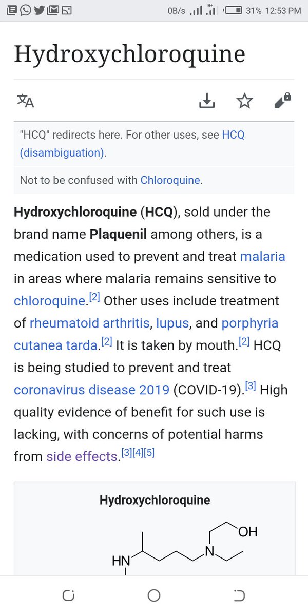 ...facts you probably don't know about HCQ. The idea is for you to make your own conclusions based on them. HCQ is a drug that's been around for over 60 years and has been approved in the US for medical treatment since then. It's primarily a malaria drug but it's been used for