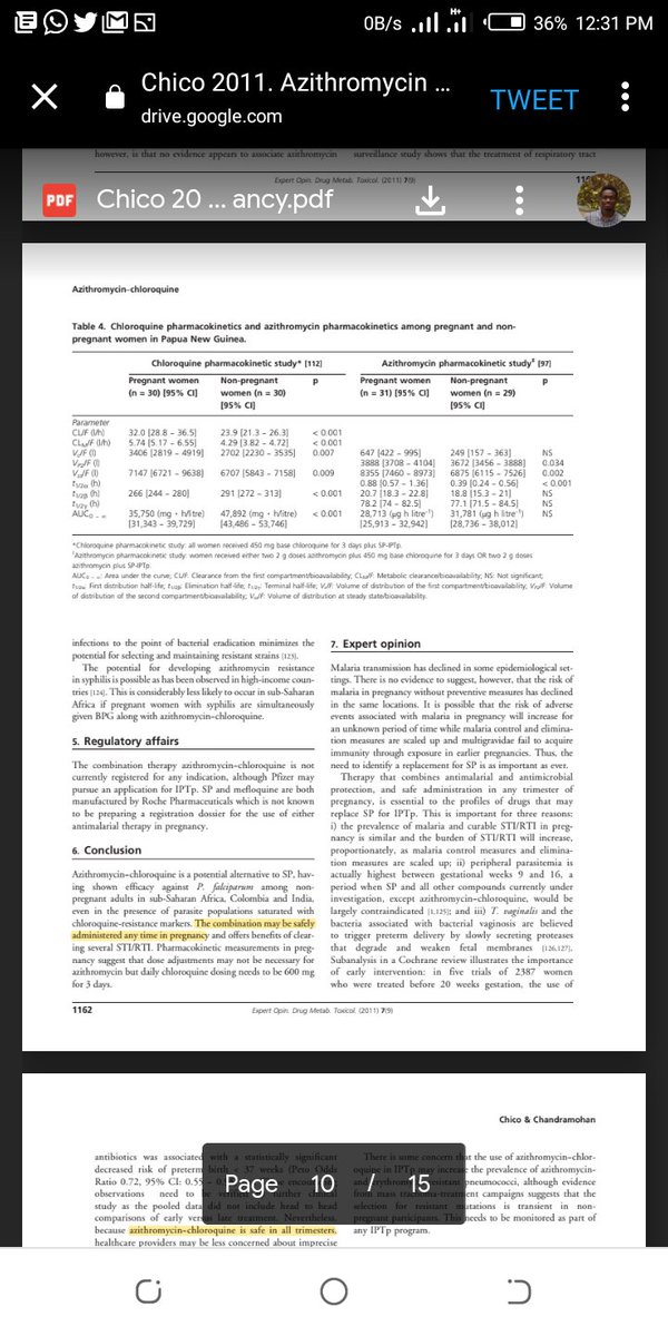 Also this study in 2011, of over 700 pregnant women, concluded that CQ and Az could be safely administered anytime during pregnancy