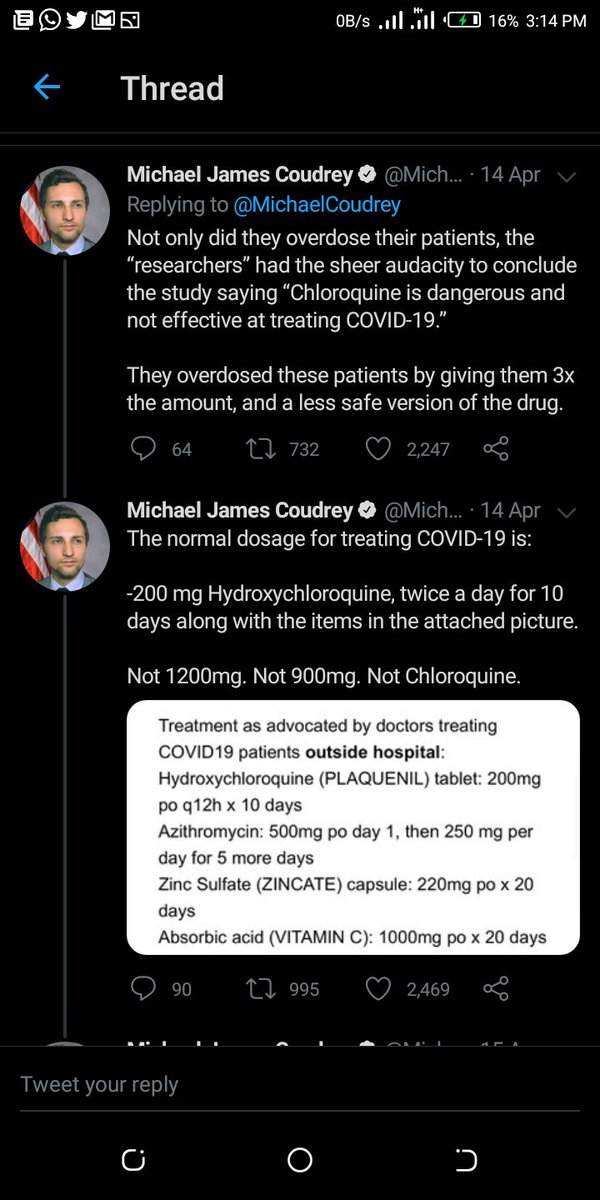 ... point 5 studies/facts for the HCQ combo. And what we're seeing with these "against" studies IMO is the antithesis of science; where research is carried out to debunk an existing truth. Take this for example; one of the earliest studies against HCQ in Brazil, peep the thread