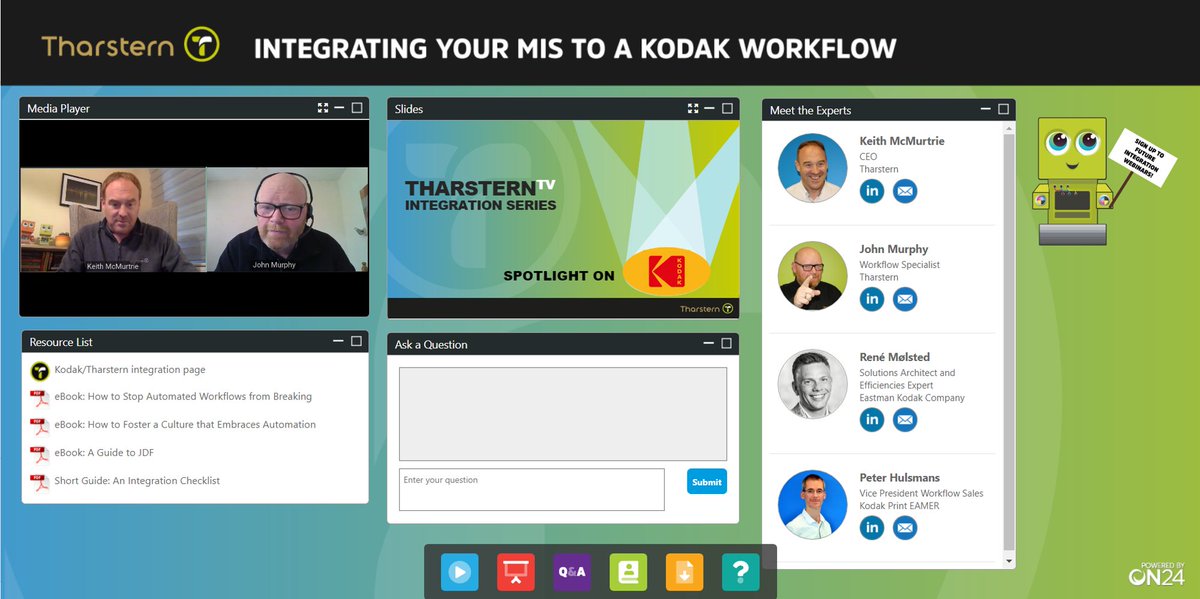 ePS_sw's tweet photo. 🆕📺New Episode of Tharstern TV tomorrow at 4pm GMT / 11am EDT - Join our CEO Keith, Integration Specialist John Murphy and 2 experts from Kodak to hear what can be achieved when you integrate your MIS to #kodak #prinergy Register now 👉🏼 https://t.co/PUjXoIkM7v https://t.co/ShPSlu4d5e