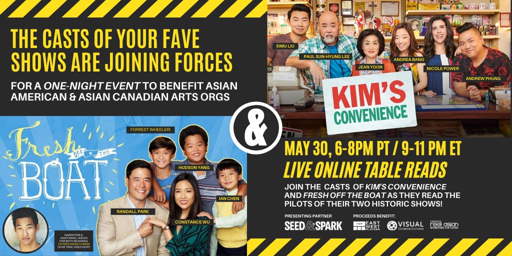 The casts of #KimsConvenience & @FreshOffABC are celebrating #AsianHeritageMonth with LIVESTREAMED TABLEREADS of our pilot episodes to raise funds for Asian American/Canadian arts orgs @ewplayers @vcmedia & @reelasian! Tune in May 30 on our Facebook page!

bit.ly/KimsOffTheBoat