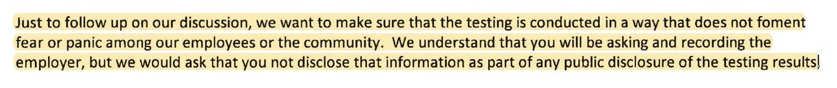 This is by design.  @TysonFoods  @SmithfieldFoods  @Cargill didn't want to share data on the # of infected workers.  @JBS_oficial said it didn't want to "foment fear or panic among our employees or the community." And local health dept's don't want to ruin these relationships. 2/10