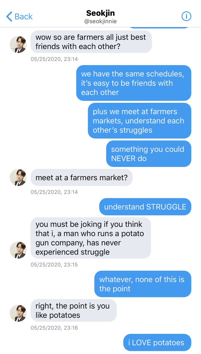 [namjin au] 17- two roads diverged in a wood, and I- I took the one covered in potatoes