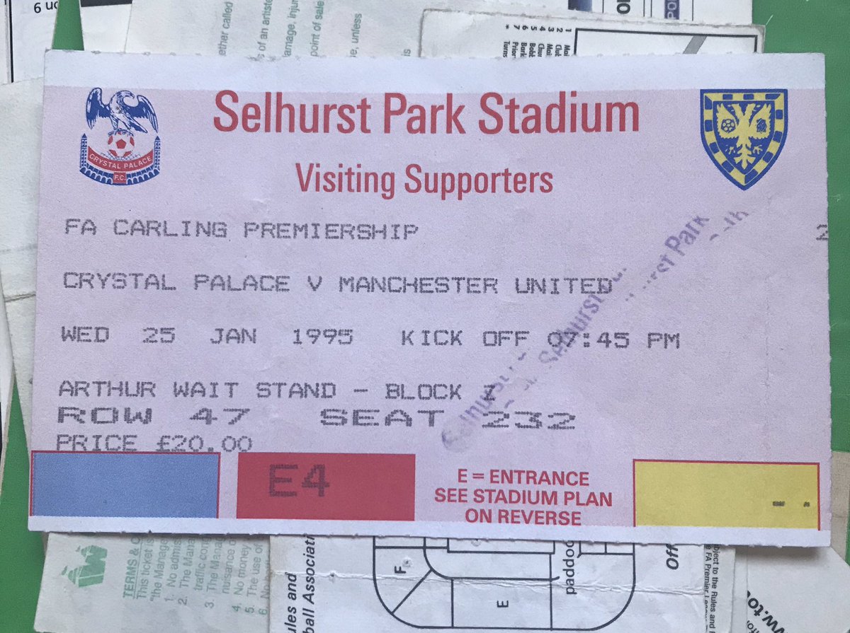 The years following that title were a sweet spot. A great team winning with ease and style and tickets were still easy to come by. It's strange how many historic moments happened at Selhurst Park. Cantona kick? Check. Beckham halfway line goal? check /12