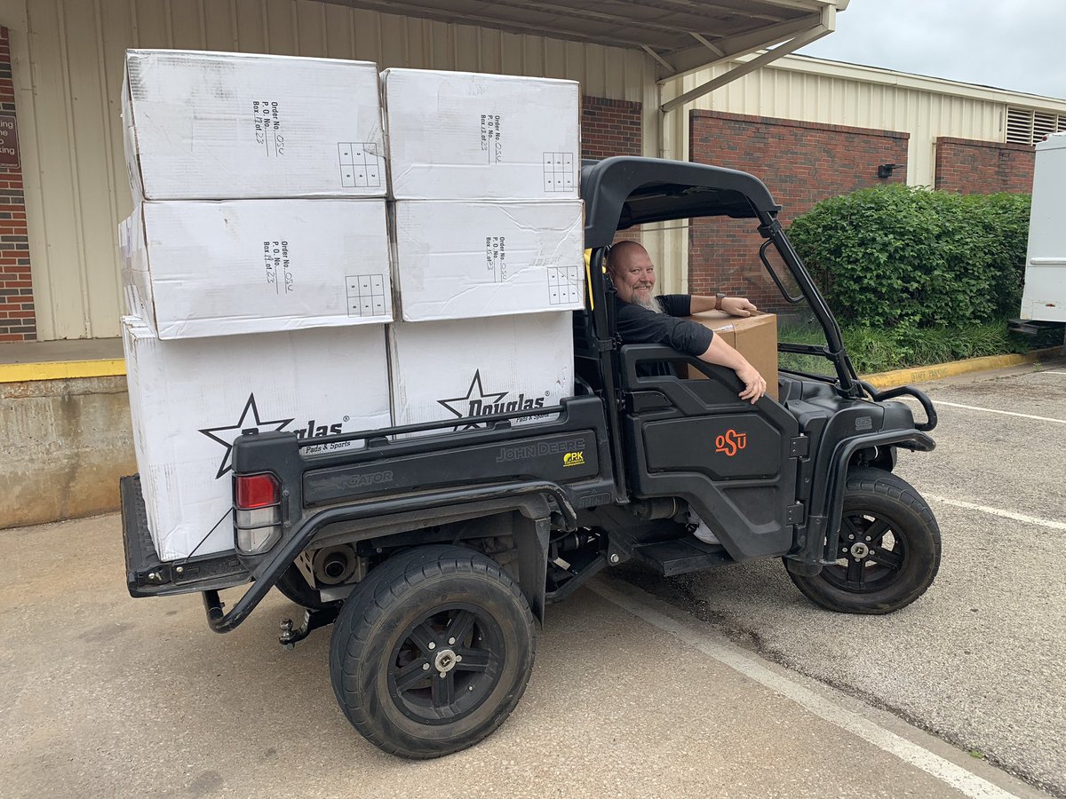 TrevorCookEQ's tweet photo. Thank you @DouglasPads for getting our reconditioning back to Stillwater so quickly during these crazy times! We appreciate all you guys do to keep protecting our players. #SPDB https://t.co/dtjh6wOGJI