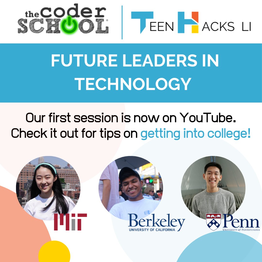 TeenHacksLI's tweet photo. Amazing panel last Friday with @theCoderSchool. Our next panel will be on 6/5 (Friday) at 7 PM. Come to learn from our highly accomplished seniors about applying to college as a STEM applicant! Sign Up: https://t.co/5PswcZhnVX 🔥 https://t.co/P1x4HbaMOQ