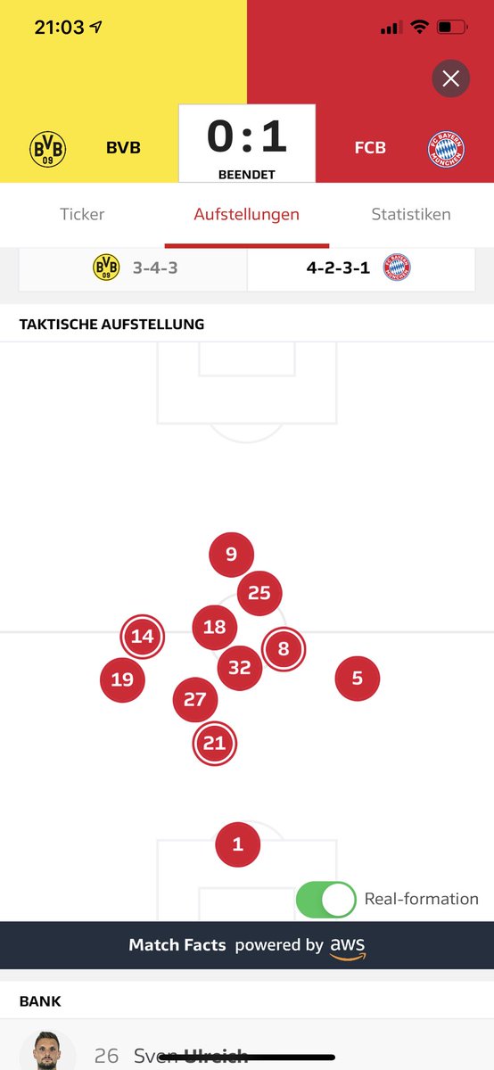 MarcusBlumberg's tweet photo. Sehr interessant, wie kompakt und eher zurückgezogen beide Teams agiert haben. Bayern vor allem hat deutlichen Wert auf die Zustellung der Mitte gelegt. #realformation #aws #bundesliga #bvbfcb https://t.co/UyisWFFFEU