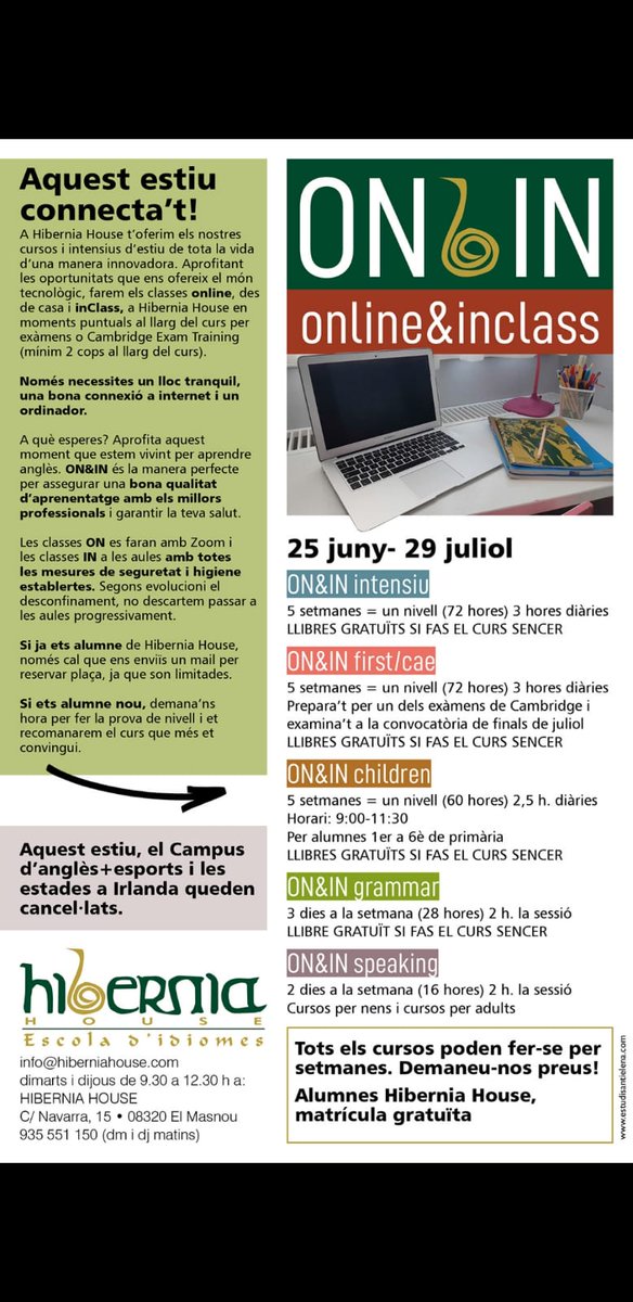 HIBERNIAHOUSE's tweet photo. ON and IN this summer?
PLENTY OF DIFFERENT OPTIONS FOR INTENSIVE COURSES THIS SUMMER. ON &amp; IN ...only you win. https://t.co/X1ybnkfjLe