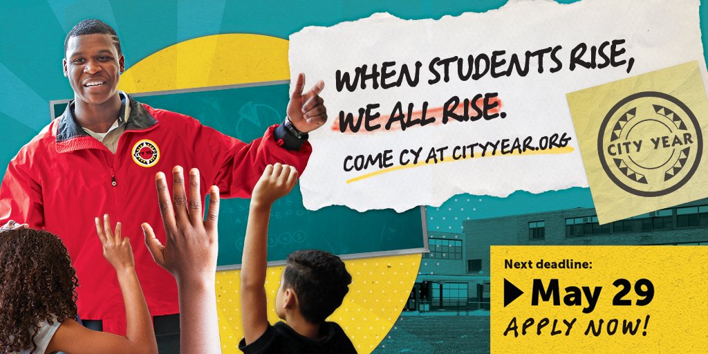 City Year's final application deadline is approaching! We are looking for 18-25 year-olds to be tutors, mentors, and role models for students. Join and become the change you want to see! Tag someone or message us!
cityyear.org/apply-now/
#makebetterhappen #studentsriseweallrise
