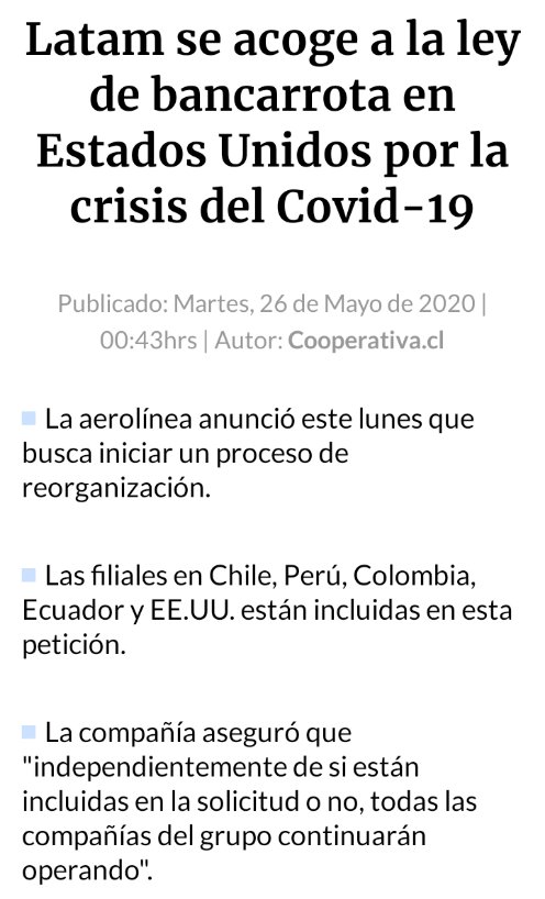marcoporchile's tweet photo. Si Latam quiere un rescate del Estado, ¿Por qué no seguir el ejemplo de Alemania?

Para que las ganancias sean también para Chile. Lo que no puede ser, es que las ganancias sean privadas y las pérdidas sean públicas.

¿Qué opinas? https://t.co/m3RU2CrTXr