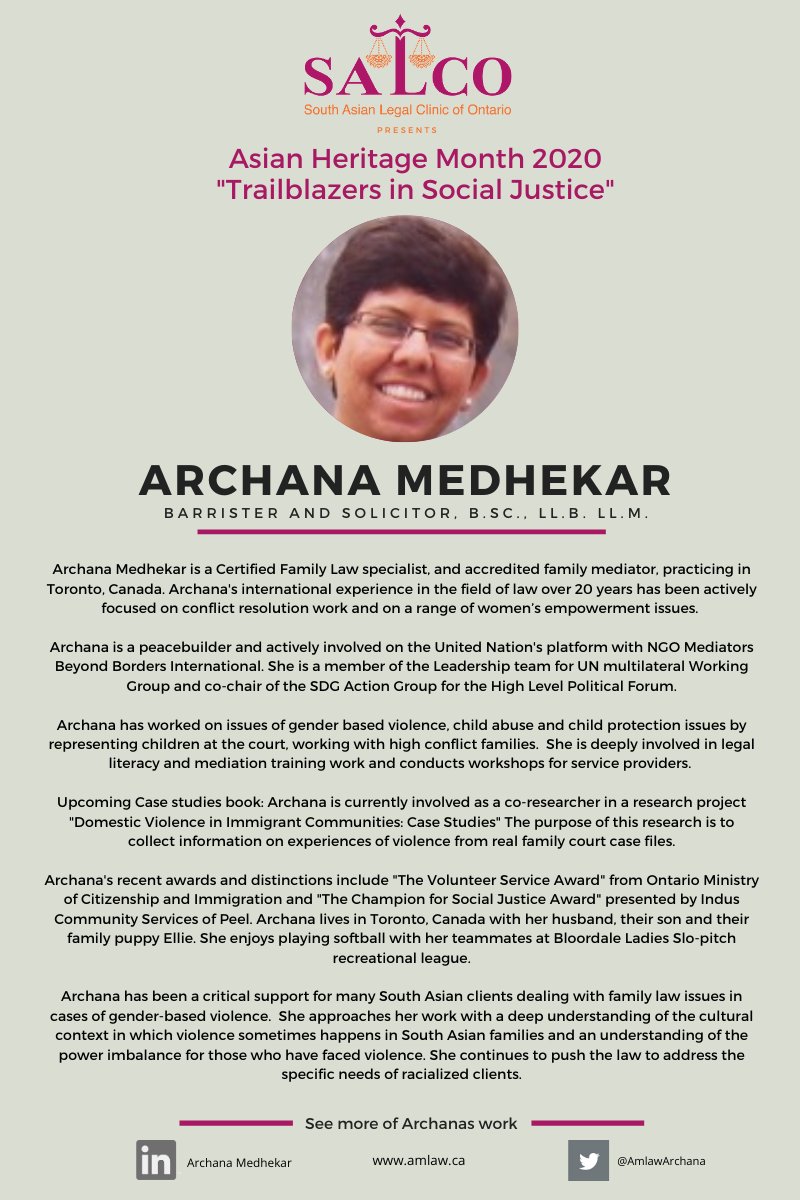 SALCOntario's tweet photo. This year to celebrate Asian Heritage Month, SALCO is highlighting three individuals who are trailblazers in Social Justice work. 
 
#AsianHeritageMonth #TrailblazersinSocialJustice #SouthAsianHistory #BetheChange #SALCO https://t.co/zeJFftdNtH