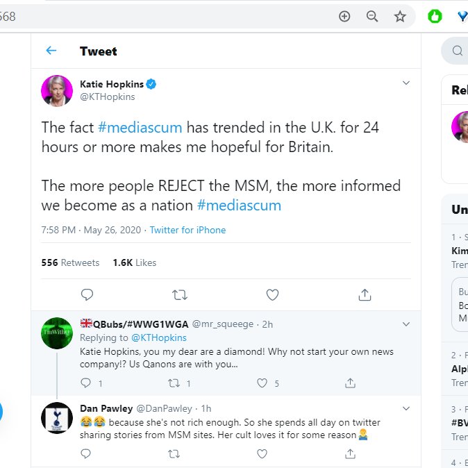 2/ The most retweeted people supporting the hashtag appear to be  @KTHopkins (no surprises there) and a slew of unusual looking accounts like  @SocialM85897394 (who blocked me yesterday)  @trishaphillipss (also blocked me). These were all influential on yesterday's hashtag too.