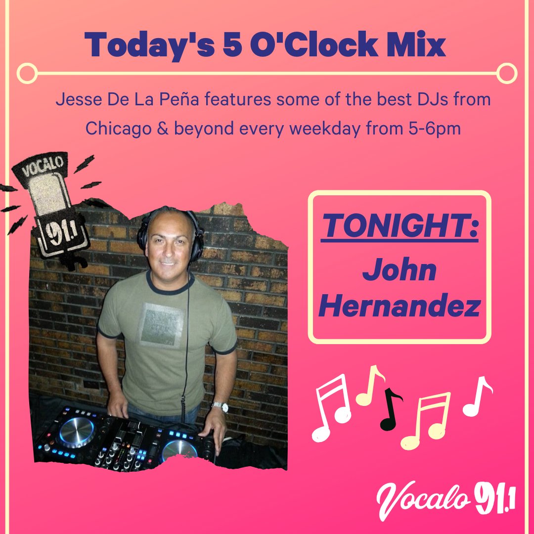 LIVE on our airwaves! It's the 5 O'Clock Mix with DJ John Hernandez and @jessedelapena! Tune in for your perfect post-work playlist! Tune in: 💻: Vocalo.org 📲: Vocalo App/TuneIn 📻: 91.1 FM 🖲: Alexa ‘play vocalo radio’