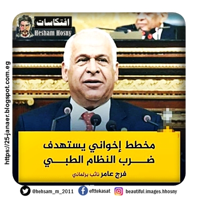 فرج عامر نائب برلمان  مخطط اخوانى يستهدف ضرب النظام الطبى